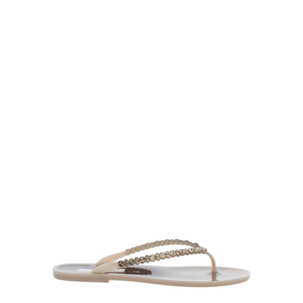 Menghi Women Berta Jelly Flat Slippers Beige With Minimalist Design In Pvc Women